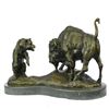 Image 1 : American Buffalo Bronze Statue on Marble Base Sculpture