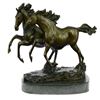 Image 1 : Two Running Horses Bronze Sculpture on Marble Base Statue