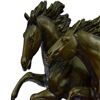 Image 2 : Two Running Horses Bronze Sculpture on Marble Base Statue