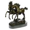 Image 4 : Two Running Horses Bronze Sculpture on Marble Base Statue