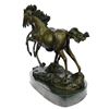 Image 8 : Two Running Horses Bronze Sculpture on Marble Base Statue
