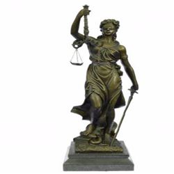 Lady Blind Justice Bronze Statue with Marble Base Sculpture