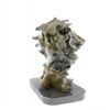 Image 2 : African Male Lion Bust Bronze Statue on Marble Base Sculpture