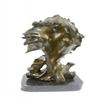 Image 3 : African Male Lion Bust Bronze Statue on Marble Base Sculpture