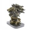 Image 5 : African Male Lion Bust Bronze Statue on Marble Base Sculpture