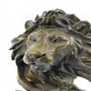 Image 6 : African Male Lion Bust Bronze Statue on Marble Base Sculpture