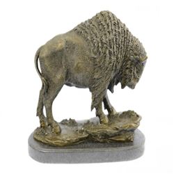 Running Bison Buffalo Western Bronze Sculpture