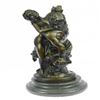 Image 1 : Nude Erotic Nymph with Satyr Bronze Sculpture on Marble Base Figurine