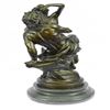 Image 2 : Nude Erotic Nymph with Satyr Bronze Sculpture on Marble Base Figurine