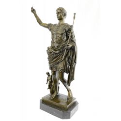 Julius Caesar Bronze Sculpture on Marble Base Figurine