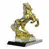 Image 1 : Gold Plexiglases and Silver Plated Horse with Cubic Zircon Sculpture