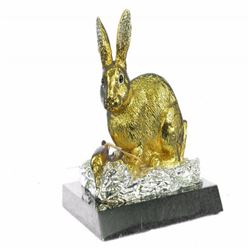 Gold Plexiglases Silver Plated Rabbit Sculpture
