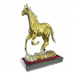 Gold Plexiglases Silver Plated Swan Sculpture