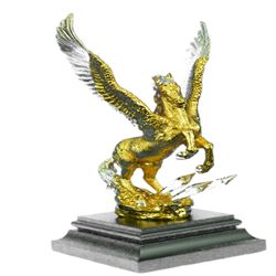 Gold Plexiglases Silver Plated Pegasus Sculpture
