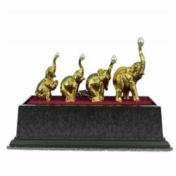 Gold Plexiglases African Elephants Statue
