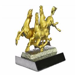 Gold Plexiglases Three Horses Sculpture