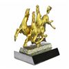 Image 1 : Gold Plexiglases Three Horses Sculpture