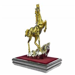 Gold Plexiglases Racing Horse Sculpture