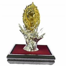 Gold Plexiglases Lion Head Bust Sculpture
