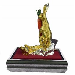 Gold Plexiglases Easter Bunny Figurine