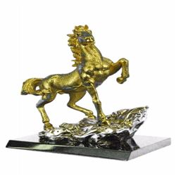 Gold Plexiglases Racing Horse Equestrian Statue