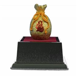 Gold Plexiglases Lucky Money Bag Sculpture
