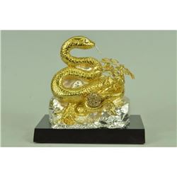 Gold Plexiglases and Silver Plated Snake Sculpture