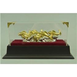 Gold Plexiglases Fishes Ocean Sculpture