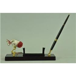 Gold Plexiglases Fish with Ruby Pen Holder