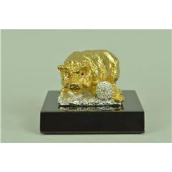 Gold Plexiglases Pig Money Lucky Figurine