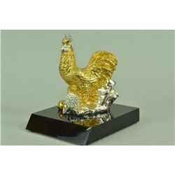 Gold Plexiglases Zodiac Sign Farm Rooster Figure