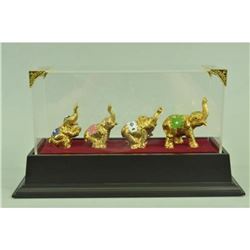 Gold Plexiglases Elephant Chain Sculpture