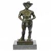 Image 1 : Nude Cowboy Bronze Figurine on Marble Base Sculpture