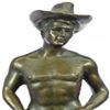 Image 2 : Nude Cowboy Bronze Figurine on Marble Base Sculpture