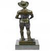 Image 7 : Nude Cowboy Bronze Figurine on Marble Base Sculpture