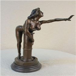 Nude Female Bronze on Marble Base Sculpture