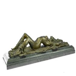 Nude Naked Laying Female Bronze Sculpture