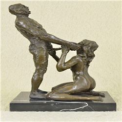 Erotic Nude Bronze Statue on Marble Base Figurine
