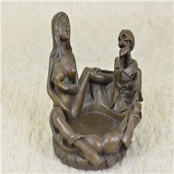 Fashion personality Man Skeleton With Nymph Bronze Sculpture