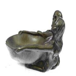 Erotic Skeleton With Nymph Ashtray Bronze Sculpture