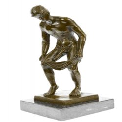 Gay Male Nude Bronze Sculpture on Marble Base Statue
