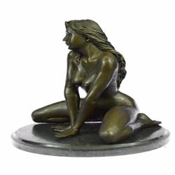 Nude Female Bronze on Marble Base Figurine