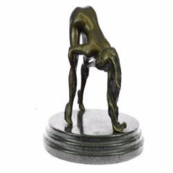 Nude Girl Bronze Sculpture on Marble Base Figure