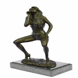 Nude Female Bronze on Marble Base Statue