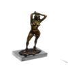 Image 1 : Girl Standing Rock Nude Bronze Sculpture on Marble Base Statue