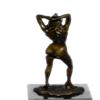 Image 3 : Girl Standing Rock Nude Bronze Sculpture on Marble Base Statue