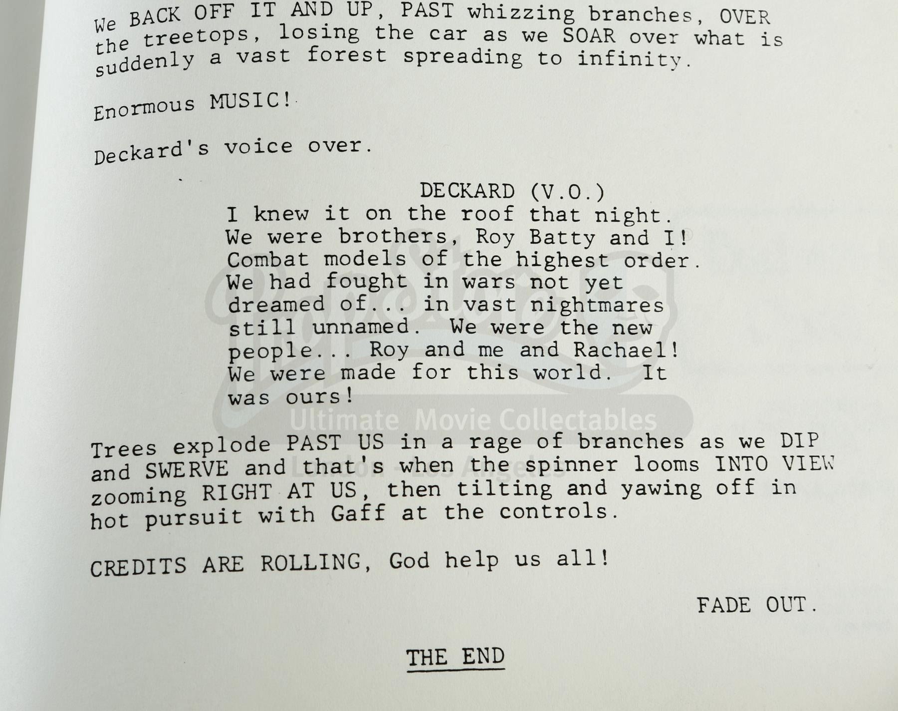 BLADE RUNNER (1982) - Richard Yuricich’s Production Script