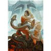 Image 2 : CONAN THE BARBARIAN (1982) - Hand-Painted Ron Cobb Conan and Valeria Concept Illustration