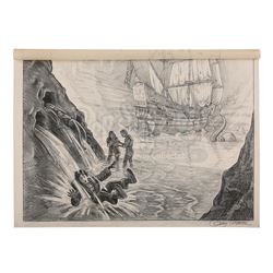 GOONIES, THE (1985) - Greg Winters Hand-Drawn Waterslide/Cavern and Pirate Ship Advertising Concept 
