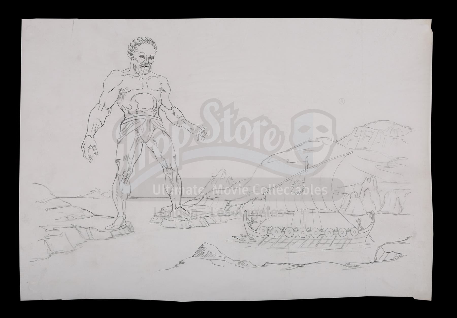 JASON AND THE ARGONAUTS 1963 Hand drawn Ray Harryhausen Concept jason-and-the-argonauts-1963-hand-drawn-ray-harryhausen-concept